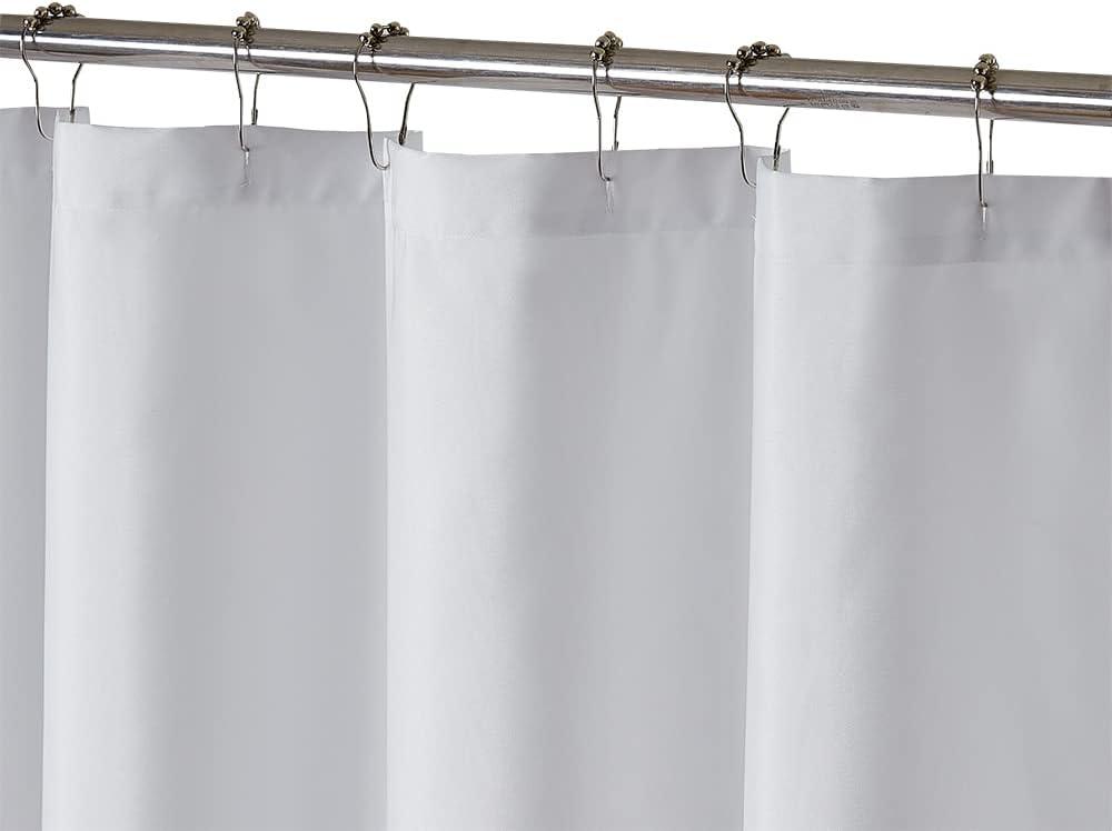 Cortina de ducha blanca con volantes de rayas blancas, cortina de duch -  VIRTUAL MUEBLES