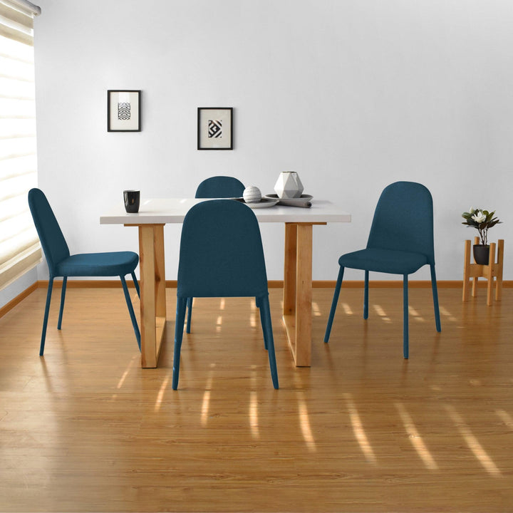 Juego de Comedor 4P Andara Sillas Dublin Tela Azul - VIRTUAL MUEBLES