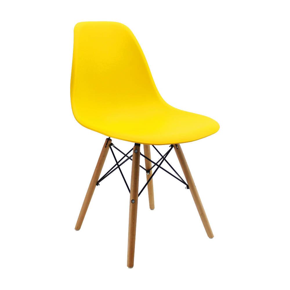 Kit por 2 sillas Eames Patas En Madera para comedor, sala, restaurante - Amarilla - VIRTUAL MUEBLES