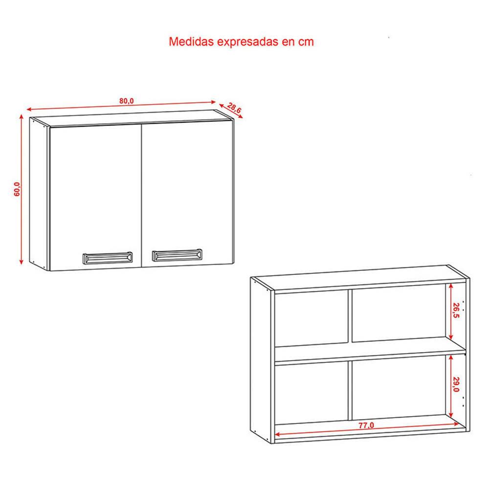 Cocina Canna 120cm 6 Puertas 2 Cajones Café/Blanco Apagado - VIRTUAL MUEBLES