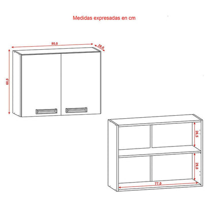 Cocina Canna 120cm 6 Puertas 2 Cajones Café/Blanco Apagado - VIRTUAL MUEBLES