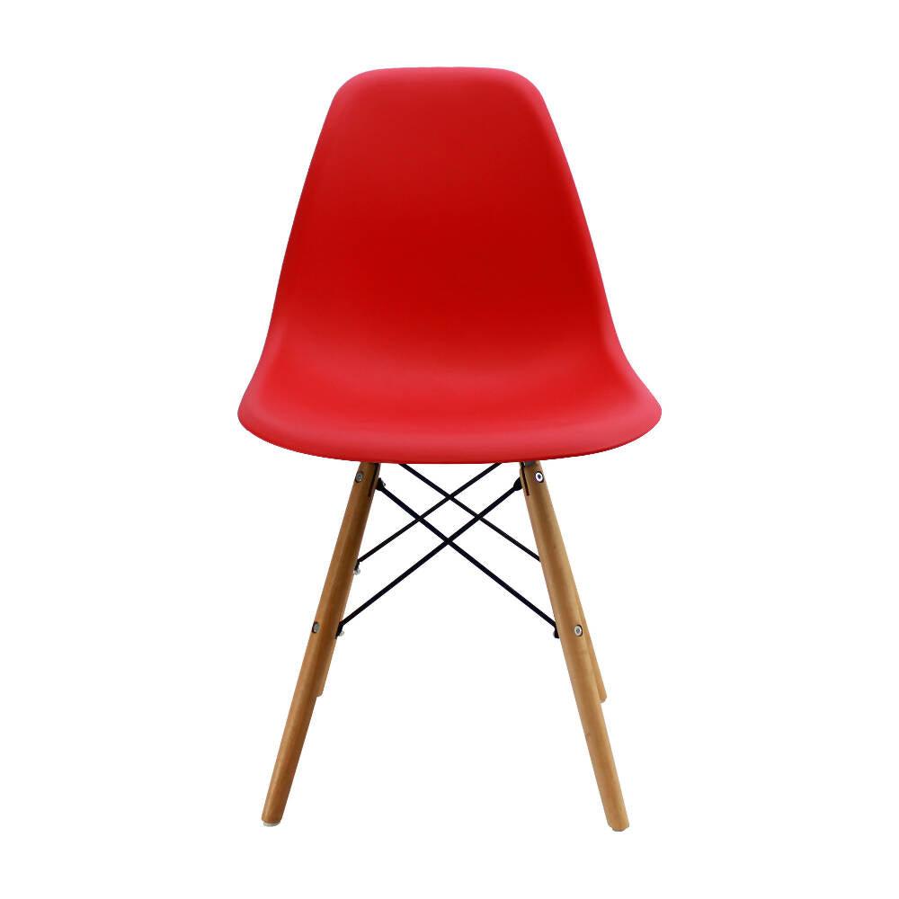 Kit por 6 sillas Eames Patas En Madera para comedor, sala, restaurante - Roja - VIRTUAL MUEBLES