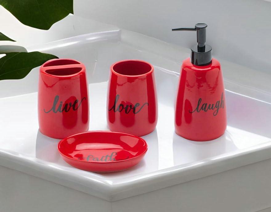 L'ARL GMVOI Juego de accesorios de baño, juego de 4 piezas de accesorios de  decoración completo con dispensador de jabón, soporte para cepillo de