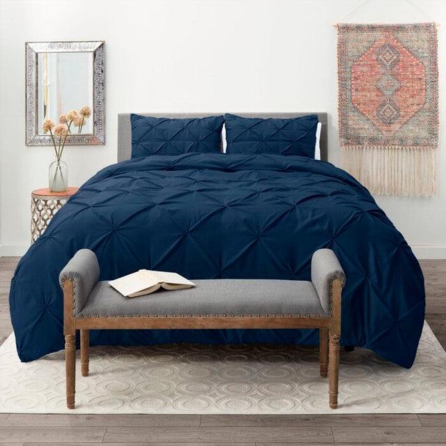 Duvet Pinch + Plumon + Fundas + Cojines Azul Oscuro Sencillo - VIRTUAL MUEBLES