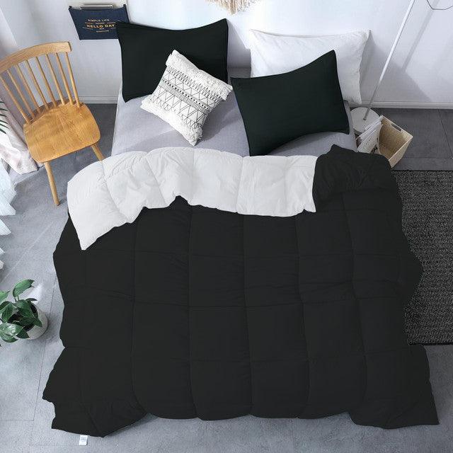 Edredon Bicolor Mas Fundas Y Cojines Blanco / Negro Sencillo - VIRTUAL MUEBLES