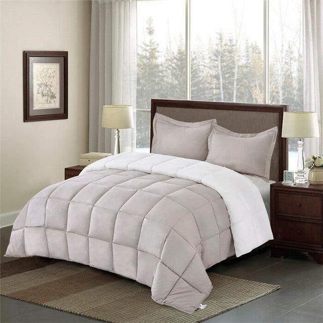 Edredon Bicolor Mas Fundas Y Cojines Gris Claro / Blanco Doble - VIRTUAL MUEBLES