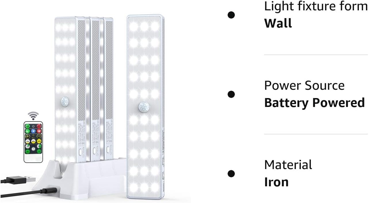 3 piezas de luz de gabinete 10 luces LED debajo de la unidad con sensor de  movimiento Lámpara de cocina con pilas Luz de gabinete blanca para armario  Cocina Escaleras Armario Dormitorio