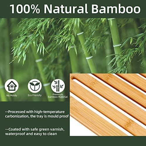 Ohuhu Bandeja de bañera de bambú de alta calidad, bandeja de baño plegable y - VIRTUAL MUEBLES