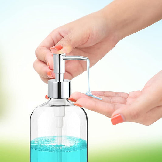 Dispensador de jabón transparente con bomba a prueba de óxido, etiquetas - VIRTUAL MUEBLES