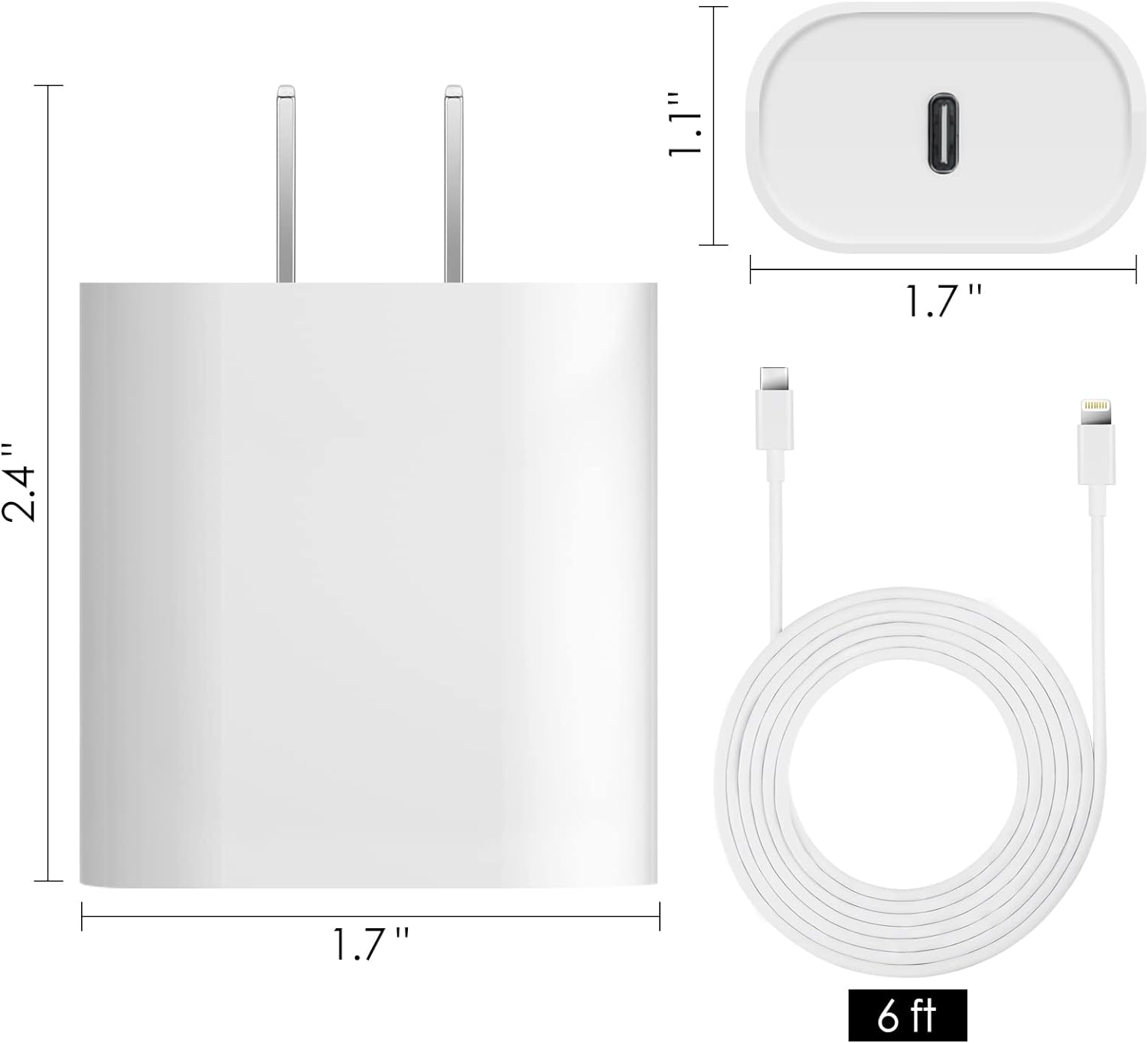 Cargador de teléfono i [certificado MFi] Cargador de pared para el hogar y  un cable de carga compatible con i Phone 14, 13, 12, 11, i Phone SE, X, 8