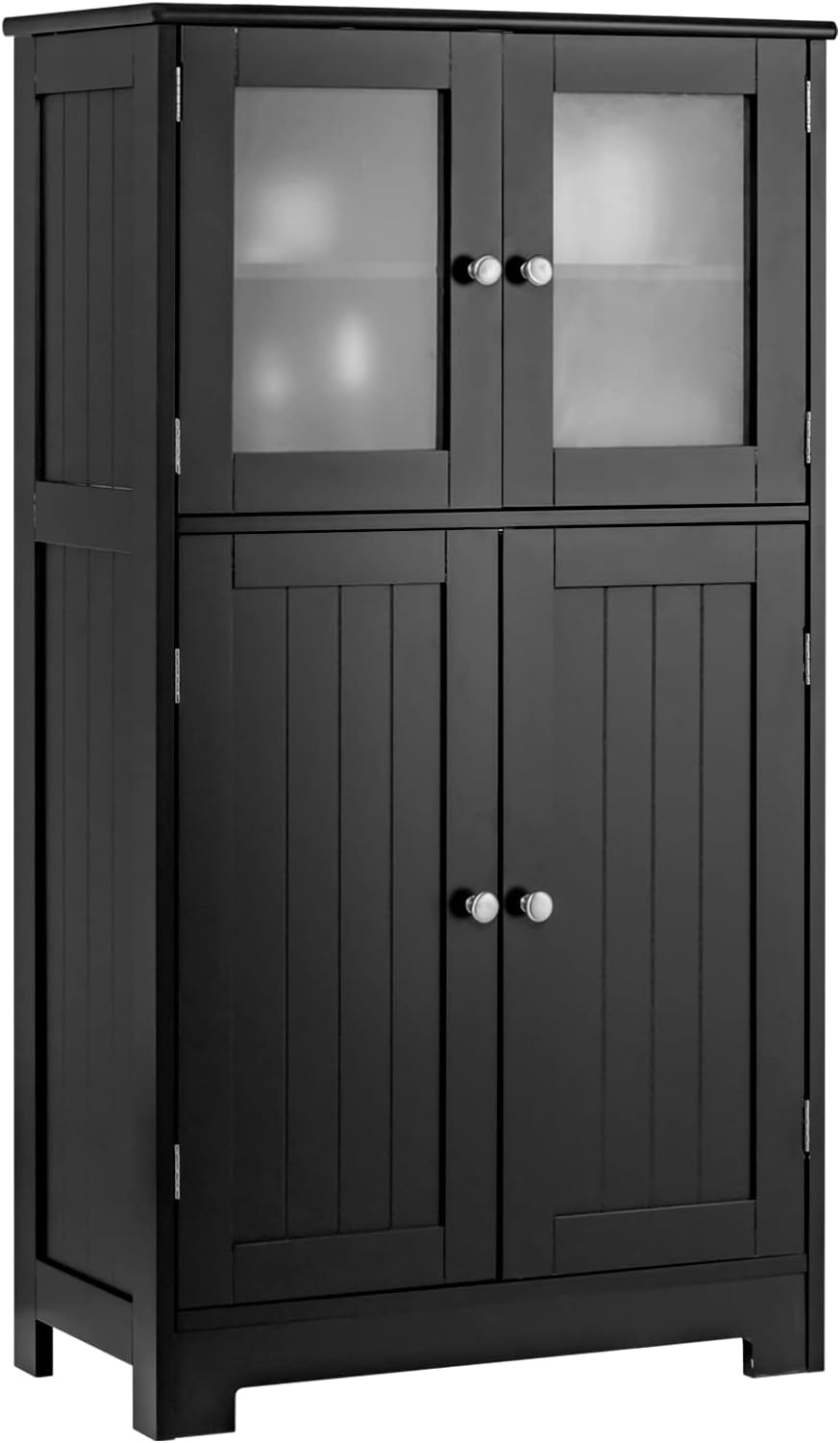 Armario de almacenamiento para baño, armarios de almacenamiento  independientes con 2 puertas y estante ajustable, armario alto para baño,  sala de
