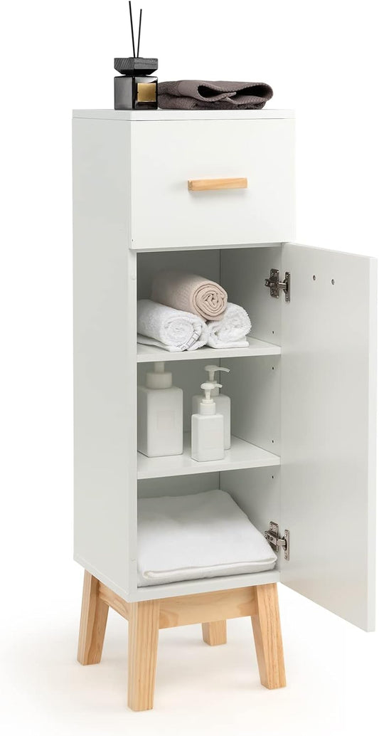 Armario de almacenamiento para suelo de baño, armario independiente con cajón,