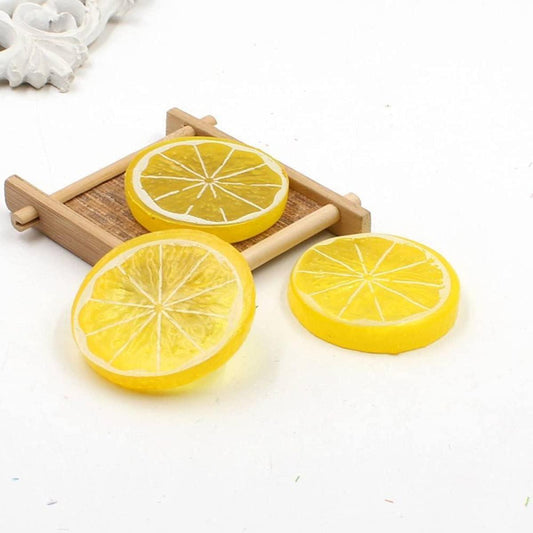 30 piezas de plástico de simulación de limón rebanadas de fruta artificial, - VIRTUAL MUEBLES