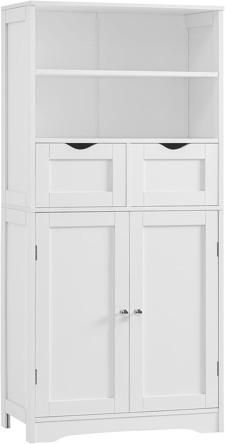 Bellemave Armario de almacenamiento alto para baño, armarios de  almacenamiento independientes con cajón y estante ajustable, armario alto  estrecho