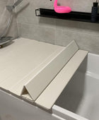 Tapa de baño con obturador, bandeja de bañera de PVC de grano de madera blanca - VIRTUAL MUEBLES
