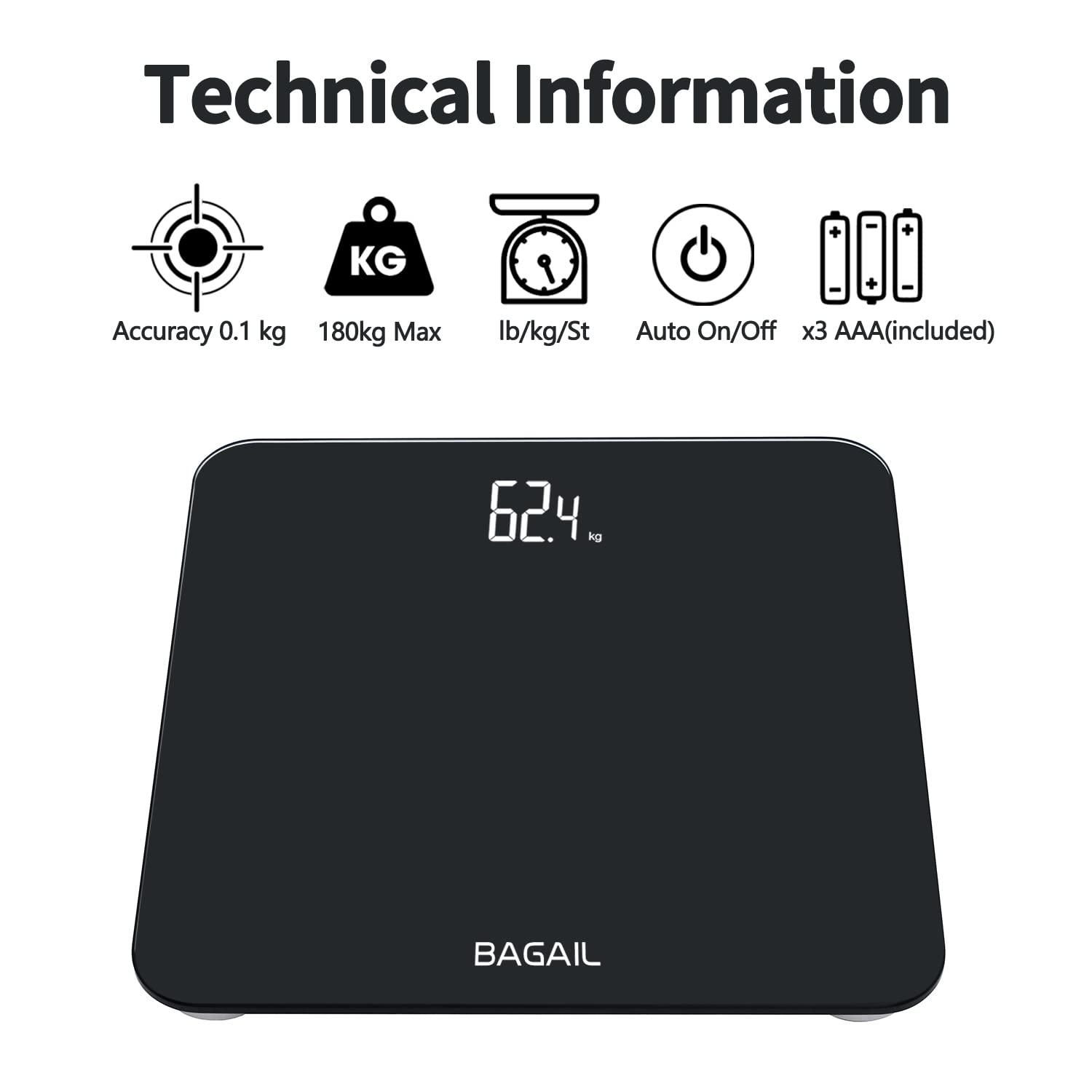 BAGAIL BASICS Báscula digital de cocina, báscula de alimentos de acero  inoxidable de alta calidad, pesa gramos y onzas para hornear y cocinar, 11