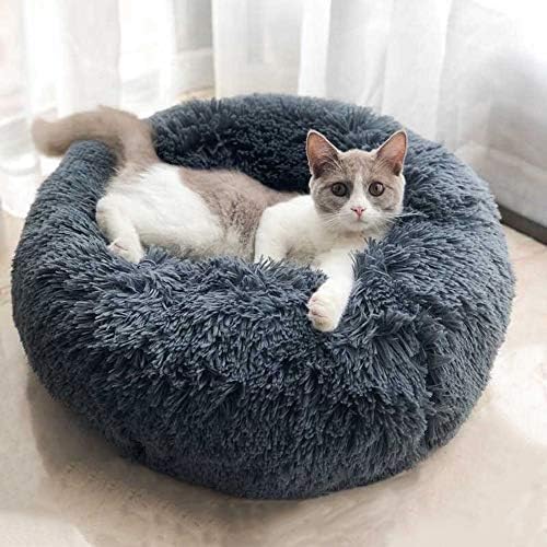 BODISEINT Moderna cama redonda de felpa suave para gatos o perros pequeños,