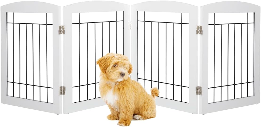 CILXGQLN Puerta para mascotas para perros pequeños y medianos, puerta  independiente para perros, 3 paneles, vallas plegables con 2 pies de  soporte