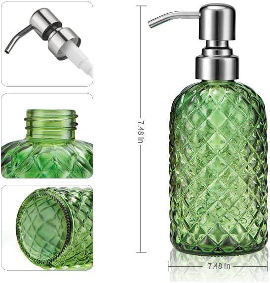 Botella de jabón de vidrio de cocina de 12 onzas, dispensador de jabón de baño, - VIRTUAL MUEBLES
