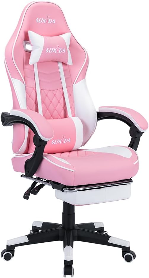 Silla de juegos rosa para niños, silla de jugador para adolescentes y  adultos, silla de computadora para niñas, sillas de videojuegos, silla