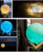 Moon Lamp LED 3D Impresión Lámpara de luna con soporte de madera, luz de luna