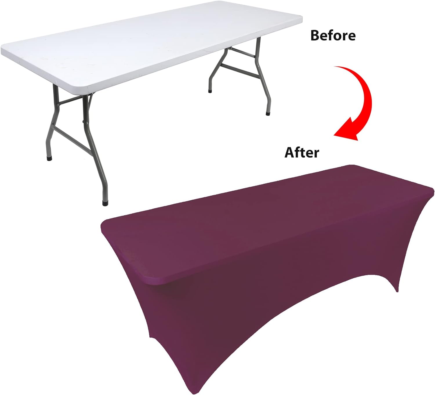 Fundas de mesa ajustables para mesas de 6 pies, fundas de mesa de elastano de 6