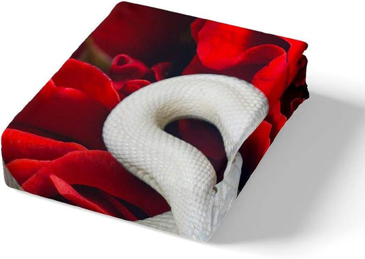 Sábana de cama de serpiente, juego de cama de flores de rosas, sábana bajera