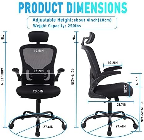 Silla ergonómica de escritorio de oficina, silla giratoria de malla  transpirable, silla de trabajo con soporte lumbar para espalda, sillas de  oficina