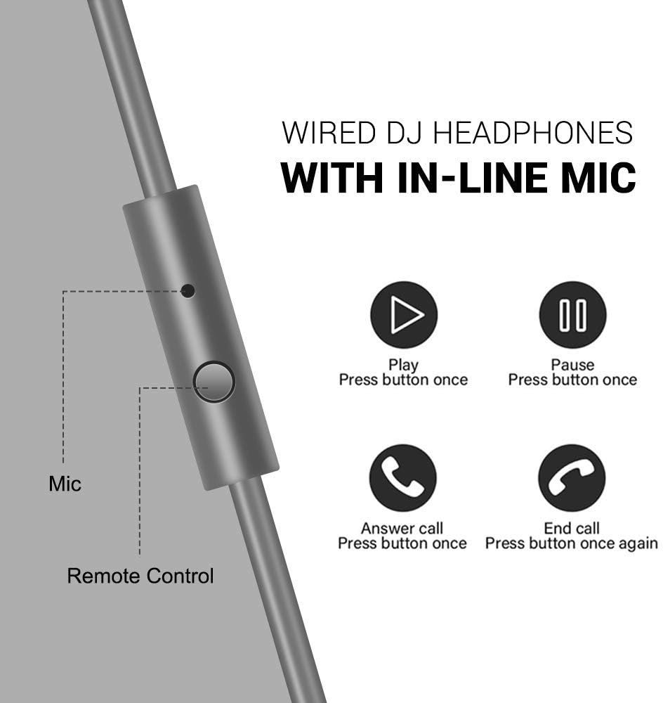 OneOdio - Auriculares de diadema con cable para graves con controlador de  50 mm, auriculares plegables ligeros con Shareport y micrófono para