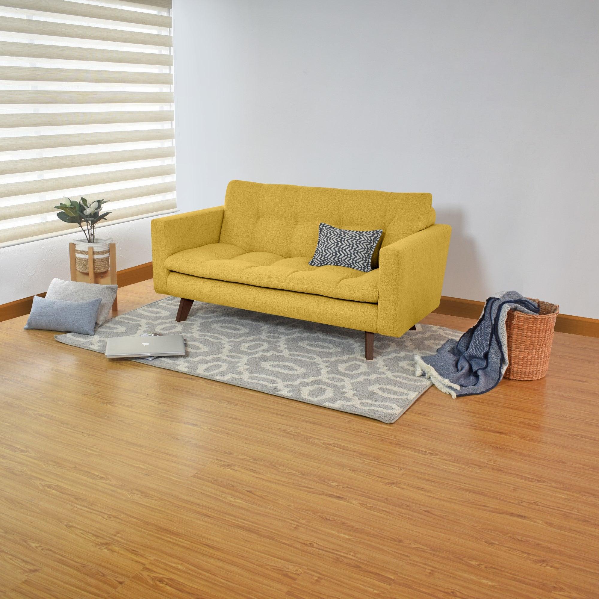 Sofa Manila 2 Puestos Tela Poliester Mostaza - VIRTUAL MUEBLES