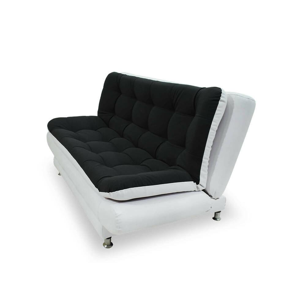 Sofá cama Damasco sintético negro/blanco. patas de acero - VIRTUAL MUEBLES