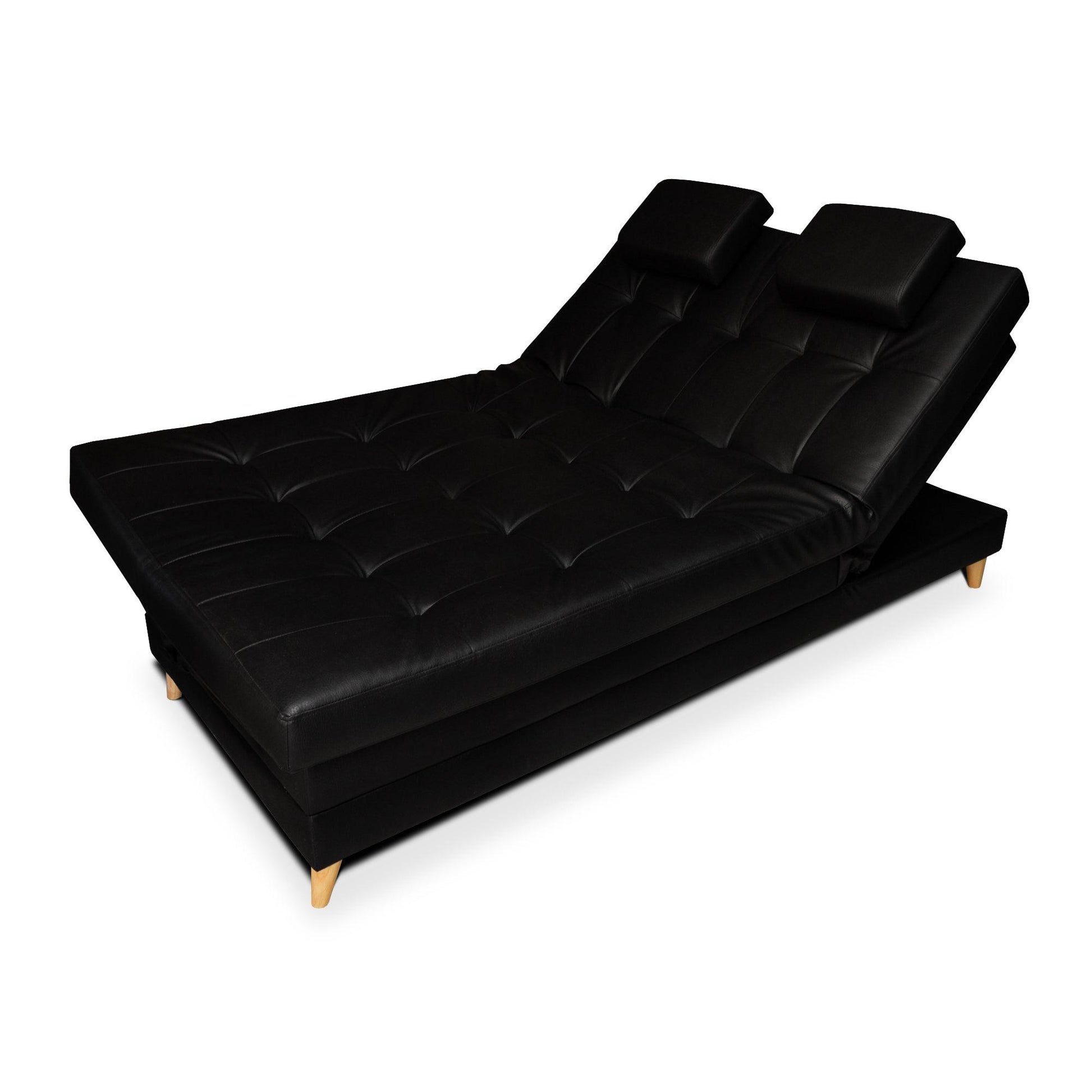 Sofácama Balmain Multifuncional Tipo Cuero Negro - VIRTUAL MUEBLES