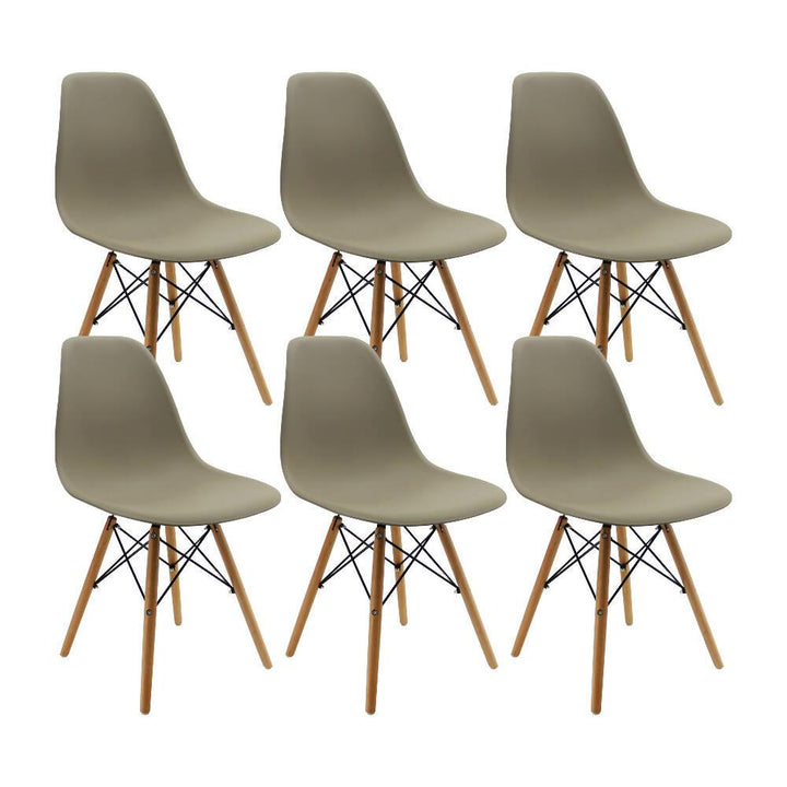 Kit por 6 sillas Eames Patas En Madera para comedor, sala, restaurante - Beige - VIRTUAL MUEBLES