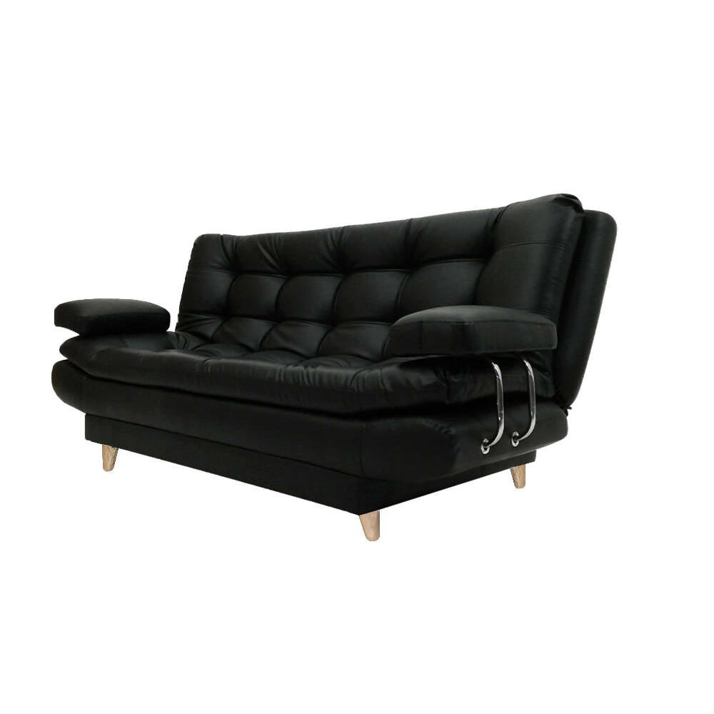 Sofá cama Damasco con brazos negro sintético - VIRTUAL MUEBLES
