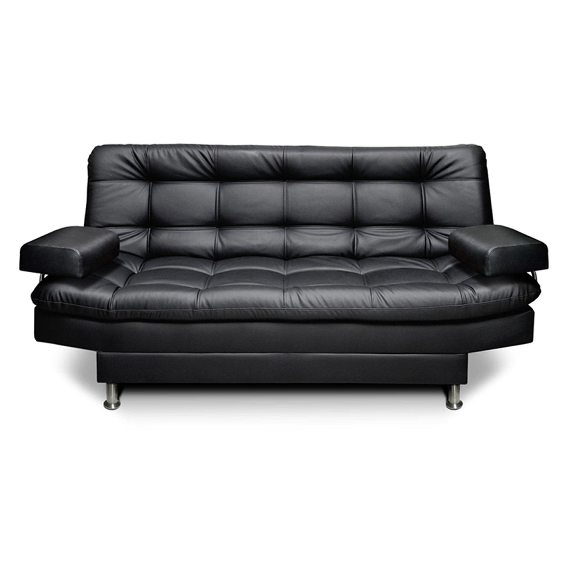 Sofacama Carvallo 3 Posiciones Clic Clac Tipo Cuero Negro - VIRTUAL MUEBLES