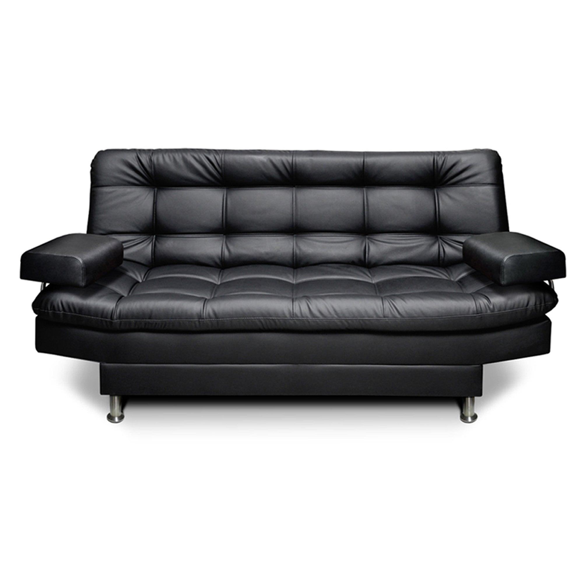 Sofacama Carvallo 3 Posiciones Clic Clac Tipo Cuero Negro - VIRTUAL MUEBLES