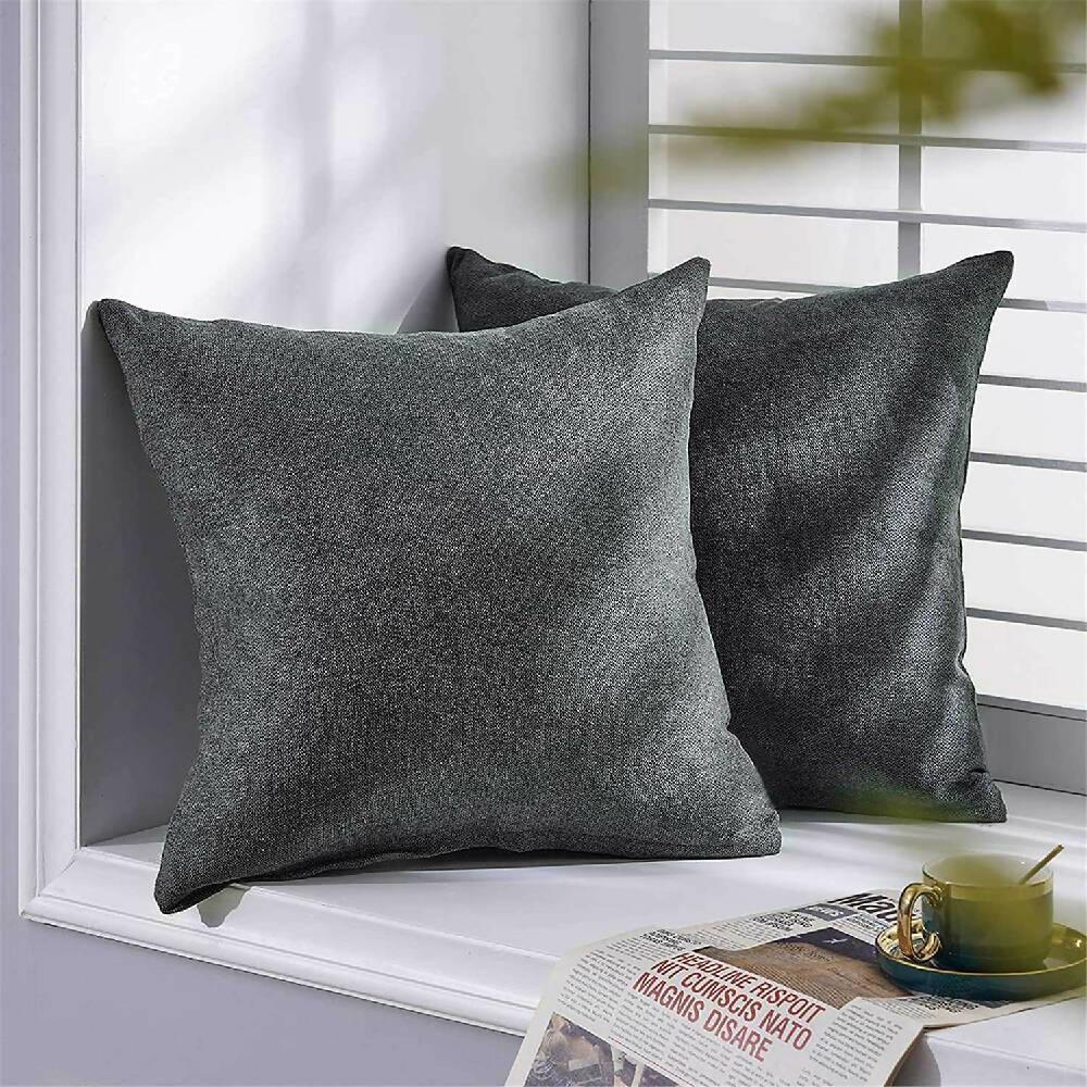 Funda X2 Cojines Decorativos Cuadrados En Tela Gris Oscuro - VIRTUAL MUEBLES