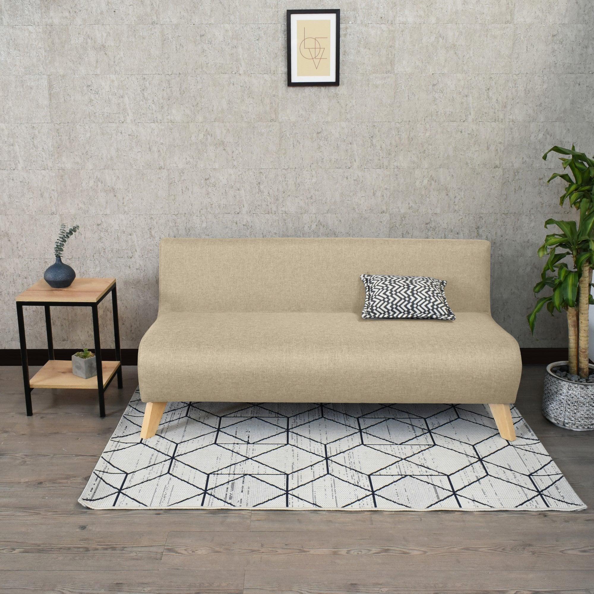 Sofa Oslo 3 Puestos Tela Poliester Beige - VIRTUAL MUEBLES