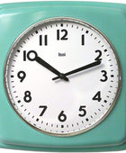 Reloj de pared cuadrado retro, turquesa 750.TU , blanco