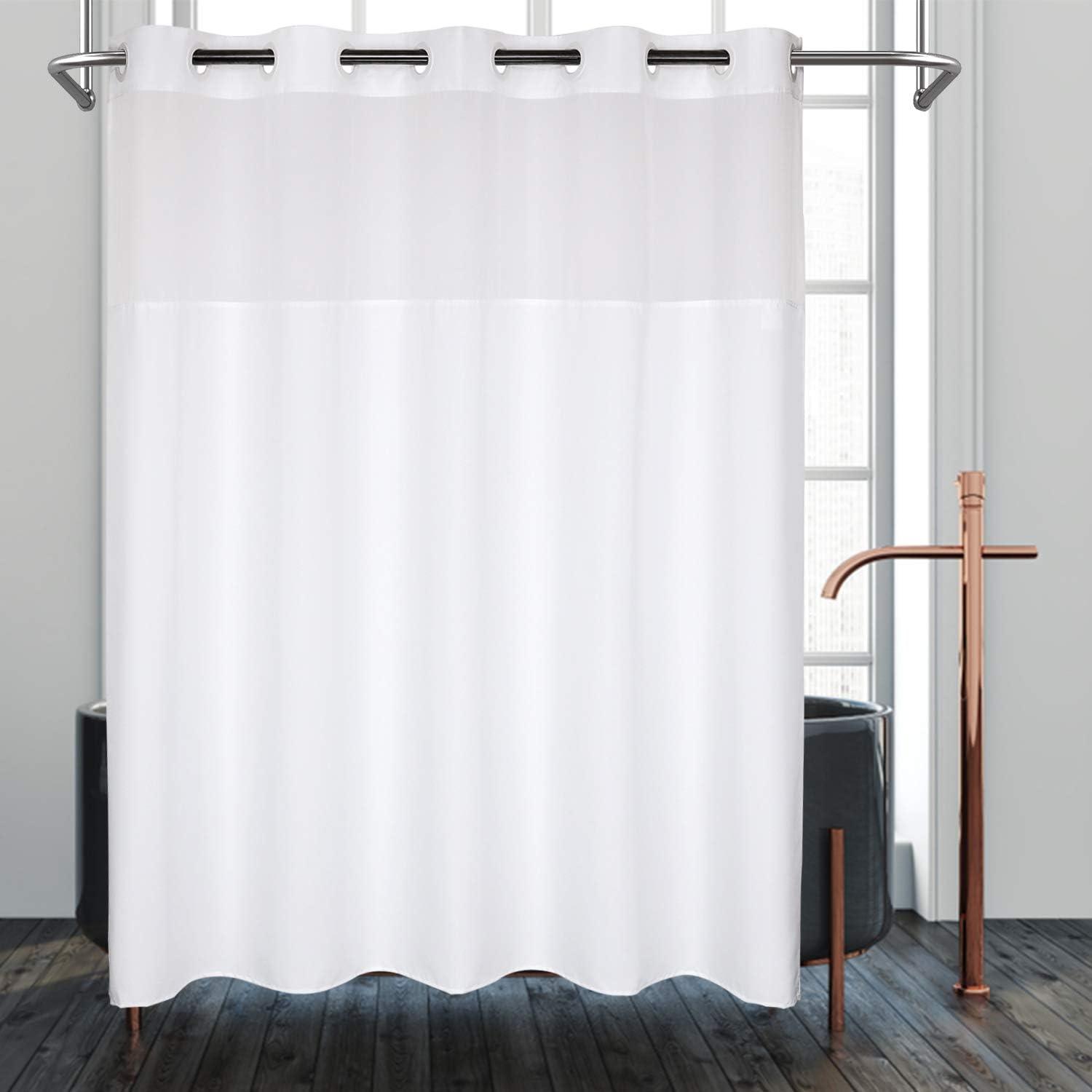 Cortina de ducha de tela blanca o forro con ventana transparente, no n -  VIRTUAL MUEBLES