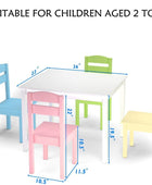 Moccha Juego de sillas de mesa de madera para niños, mesa colorida y 4 sillas