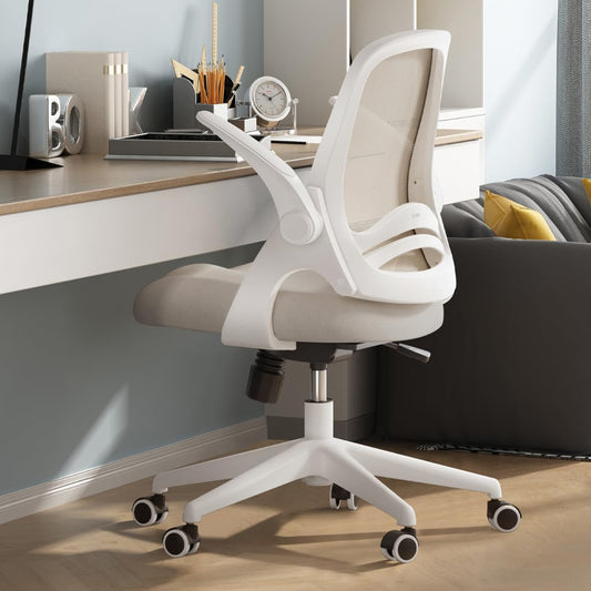 Silla de oficina, silla de escritorio con reposabrazos abatibles, silla de