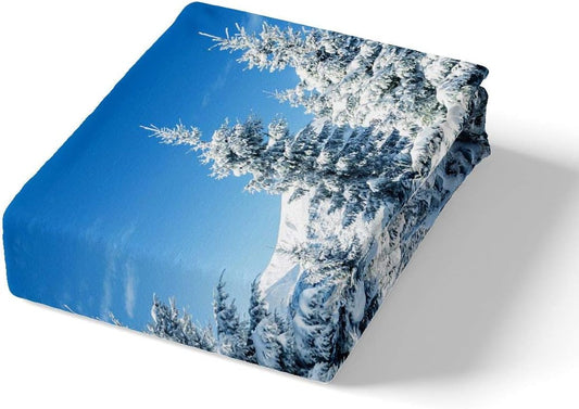 Funda de edredón con diseño de árbol de pino, montaña de nieve, cedro,