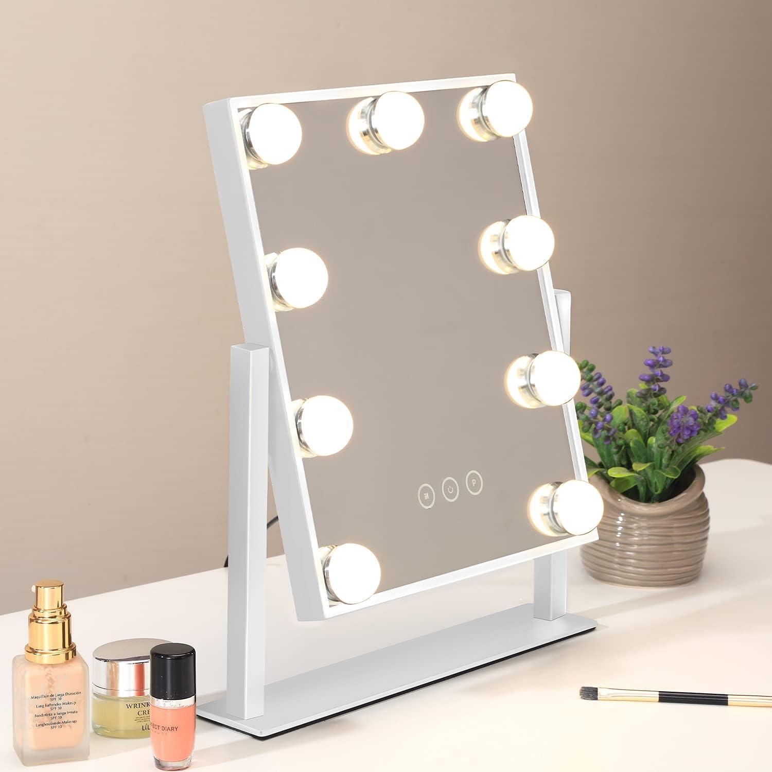 Tocador con luz y espejo de maquillaje con 9 bombillas LED luz