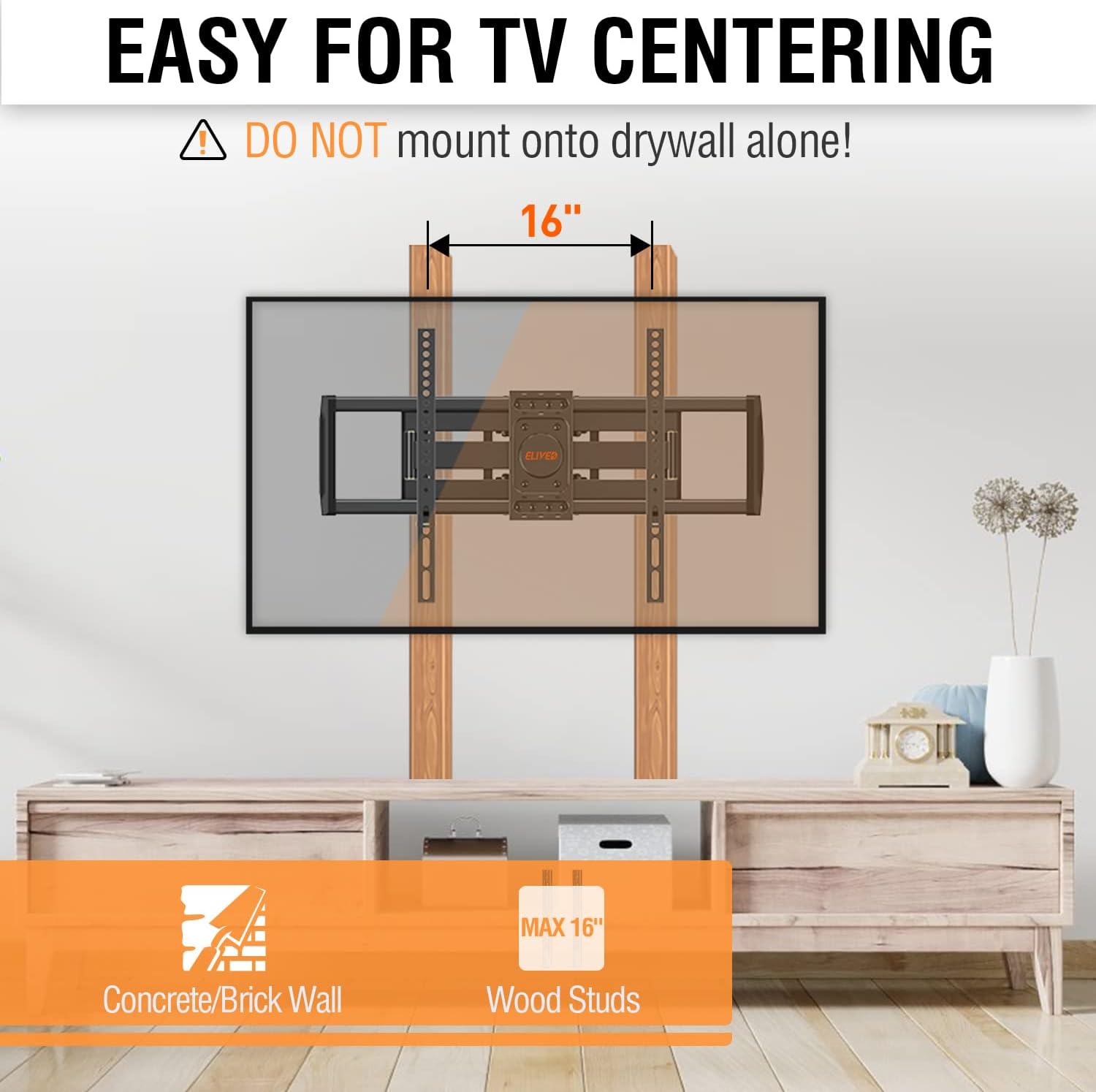 ELIVED Soporte de pared para TV con certificación UL para la mayoría de  televisores de 26 a 65 pulgadas, soporte de TV con giro e inclinación,  soporte
