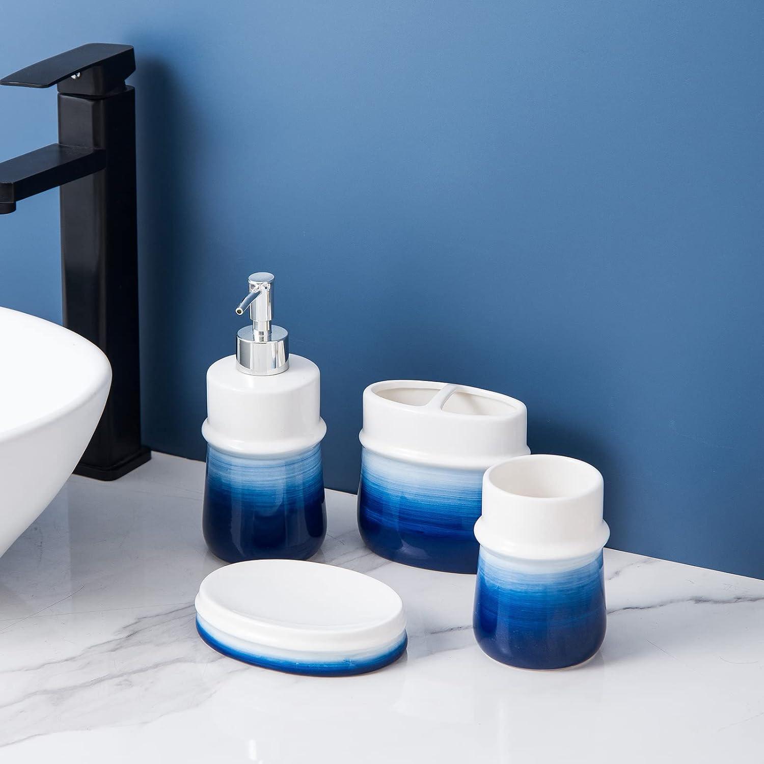 Conjunto de 6 accesorios de baño de cerámica azul oscuro