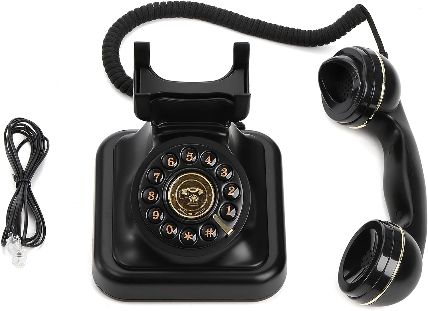 Teléfono fijo retro, teléfono antiguo antiguo con botón de marcación y -  VIRTUAL MUEBLES