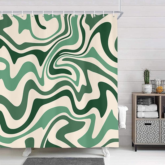 Cortina de ducha estética abstracta de los años 70, bonita cortina de baño