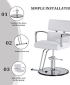 Silla de salón resistente para estilistas, silla de peluquería blanca giratoria