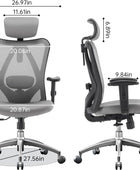 M18 Silla ergonómica de oficina para personas grandes y altas, reposacabezas